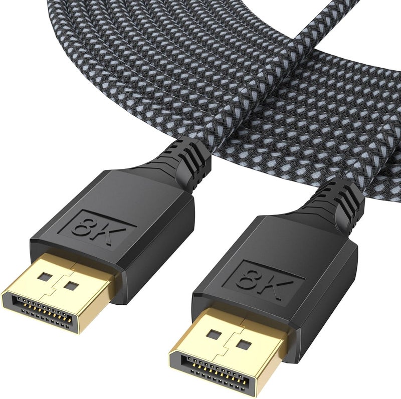 DteeDck DisplayPort Cable 1.4 15FT, DP Display Port Cord (8K@60Hz, 4K@144Hz, 2K@240Hz, 32.4Gbps) Braided Male to Male Compatible for Gaming Computer Laptop PC to Monitor - Image 1